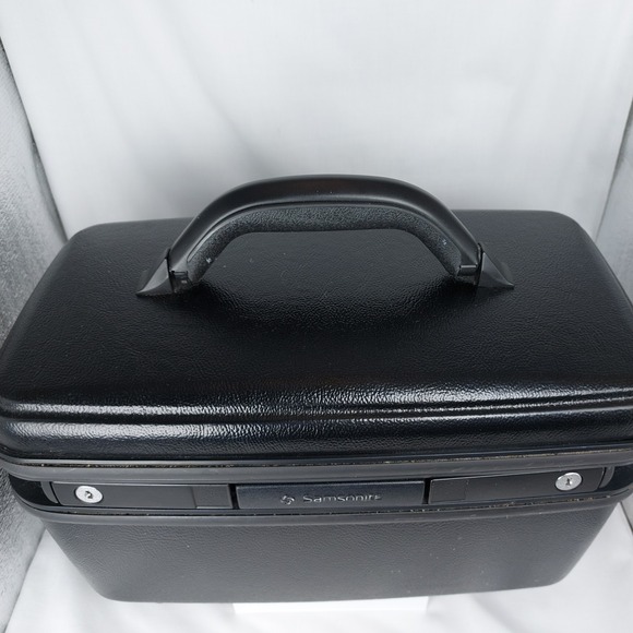 Samsonite Silhouette 5 Hard Cosmetic Train Case 1993 Key Mirror Tray Black - Picture 2 of 10